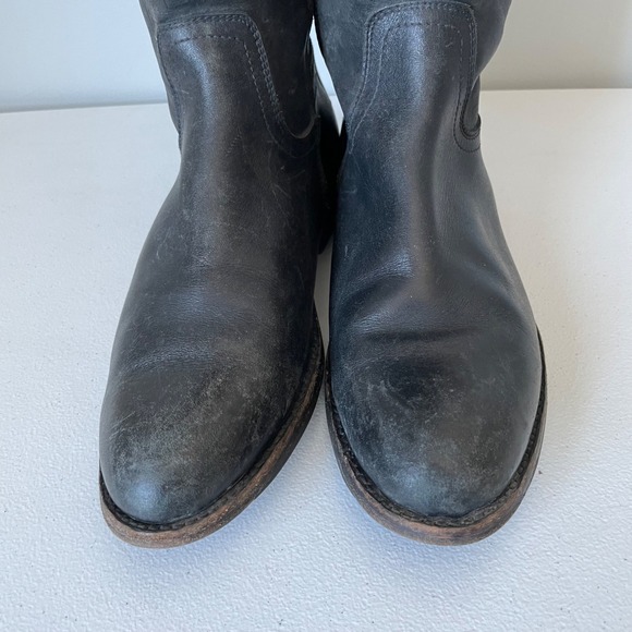 Frye Jamie Ring Tall Distressed Black Leather Riding Boots Size Women's 9 - Picture 9 of 16